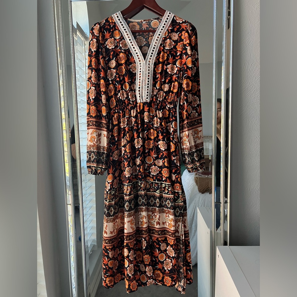 NEW Fall Florals Long Sleeve Midi Dress